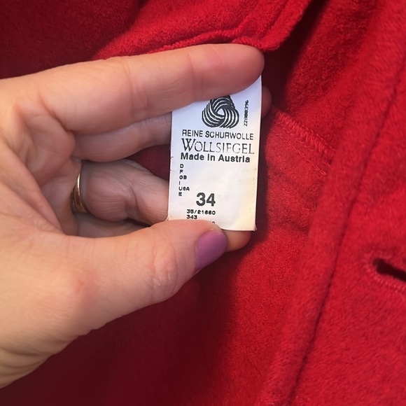 Giesswein Red Boiled Wool Jacket | Made in Austria | Minimalist Blazer - Picture 2 of 3